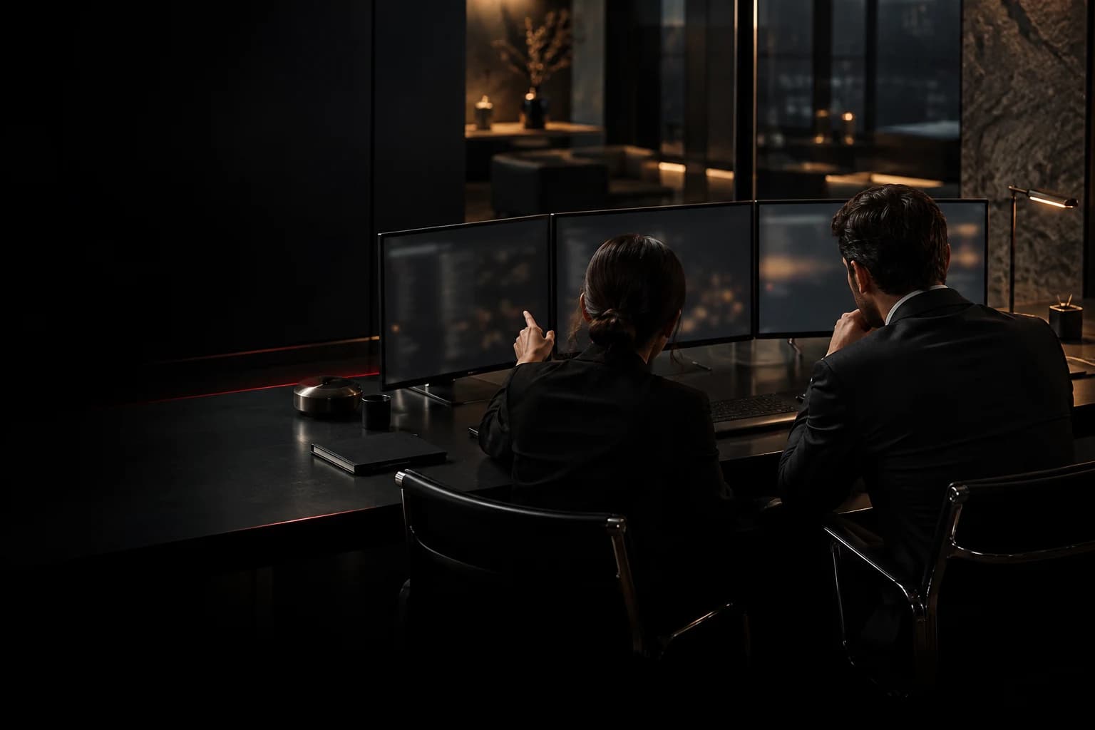 Illustrative brokerage operations team working at a professional trading desk